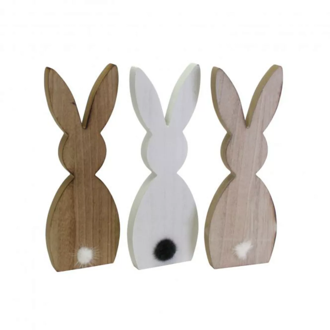 3er Set Holzfigur Hase 21 cm hoch 3 Dekore von Werner Voss 3 Dekore Natur / günstig online kaufen