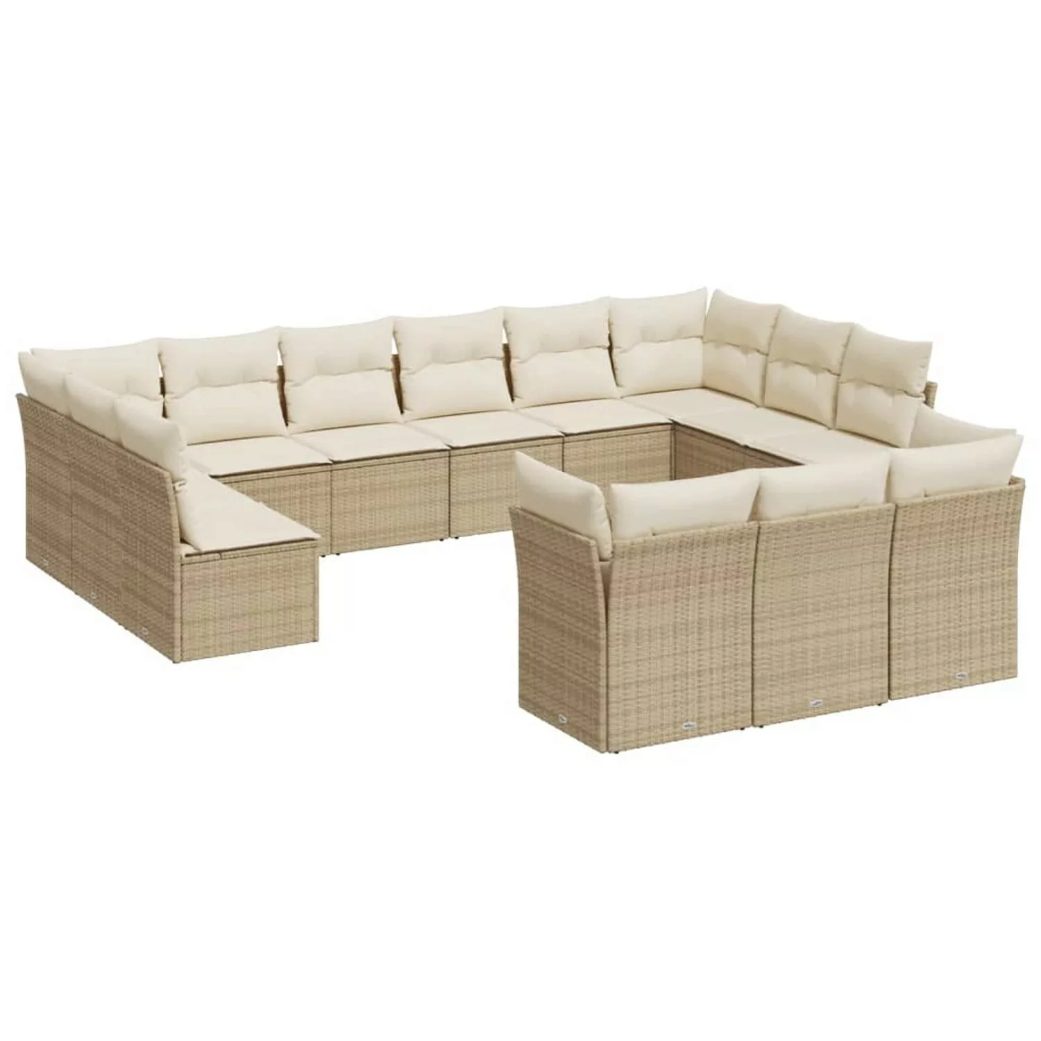 vidaXL 13-tlg Garten-Sofagarnitur mit Kissen Beige Poly Rattan Modell 25 günstig online kaufen