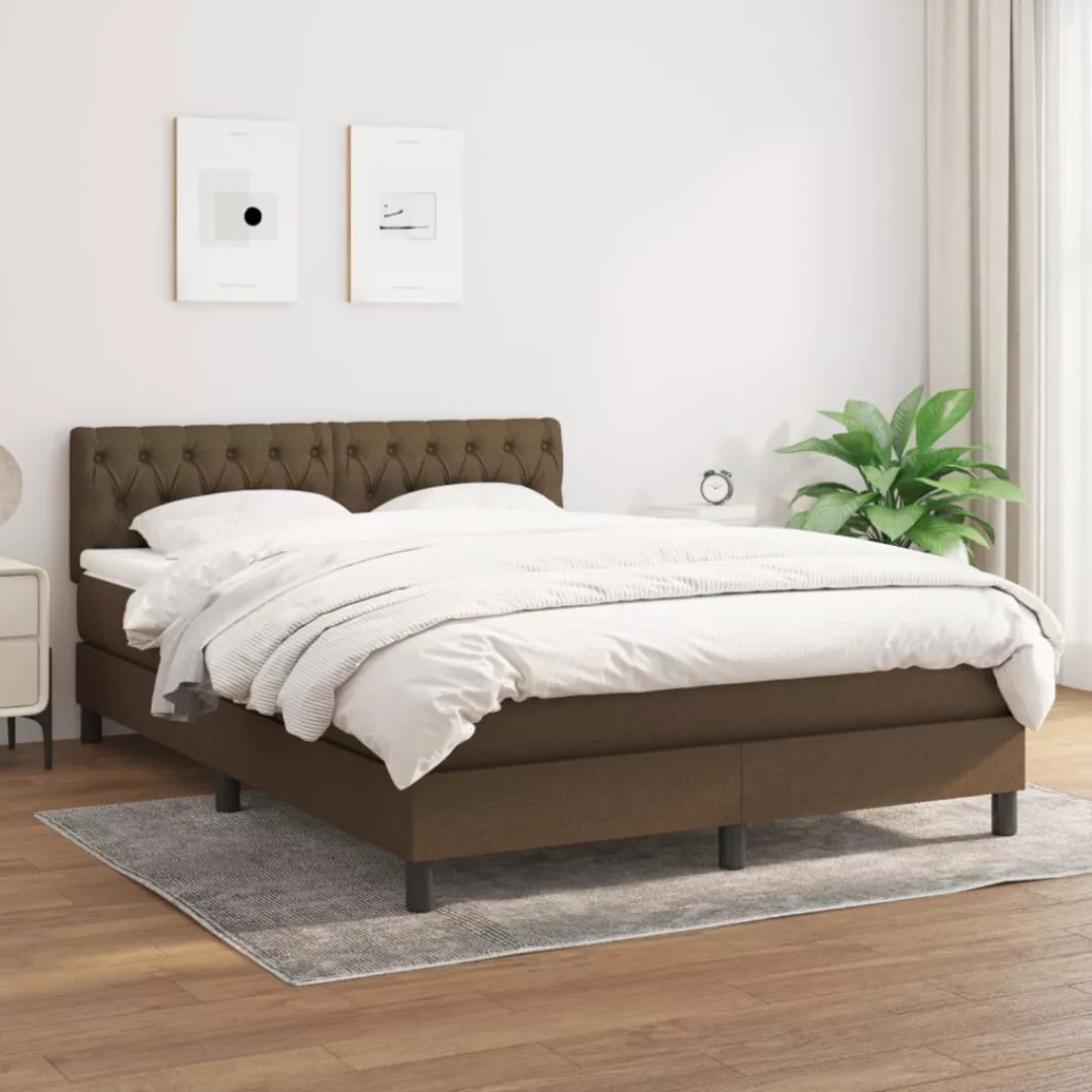 Vidaxl Boxspringbett Mit Matratze Dunkelbraun 140x200 Cm Stoff günstig online kaufen