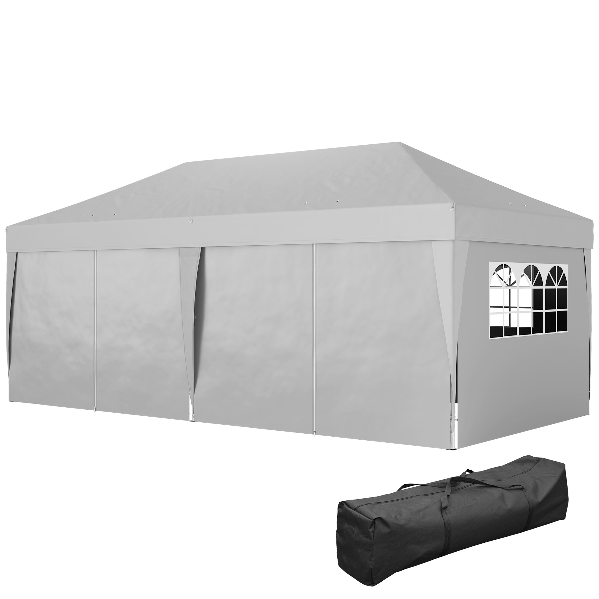 Outsunny Gartenpavillon Outdoor Faltpavillon 3 x 6 m Pop-Up mit 6 Seitenwän günstig online kaufen