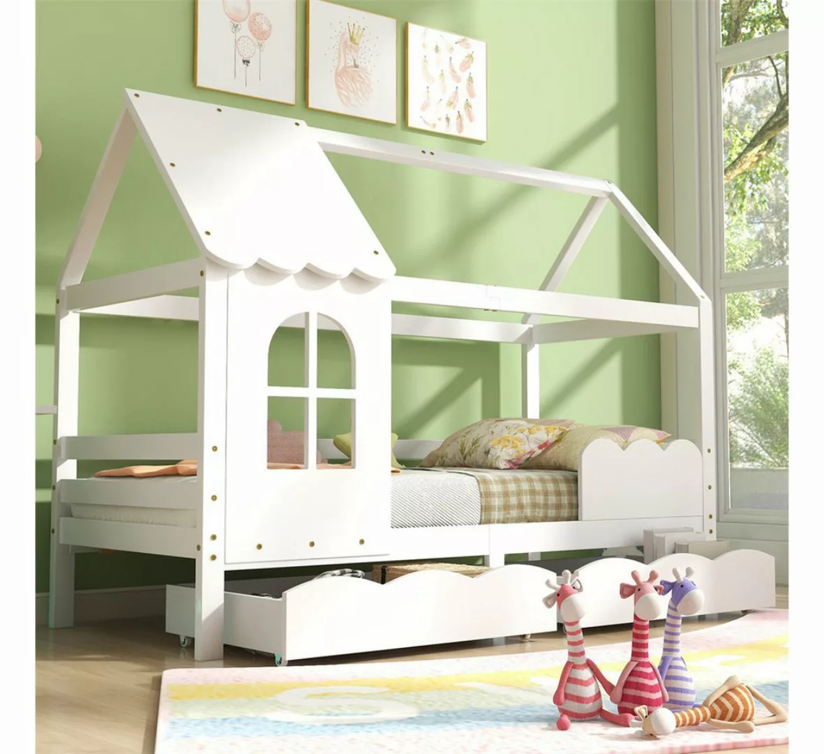 XDeer Kinderbett Hausbett Jugendbett 200x90 mit Rausfallschutz Vielseitiges günstig online kaufen