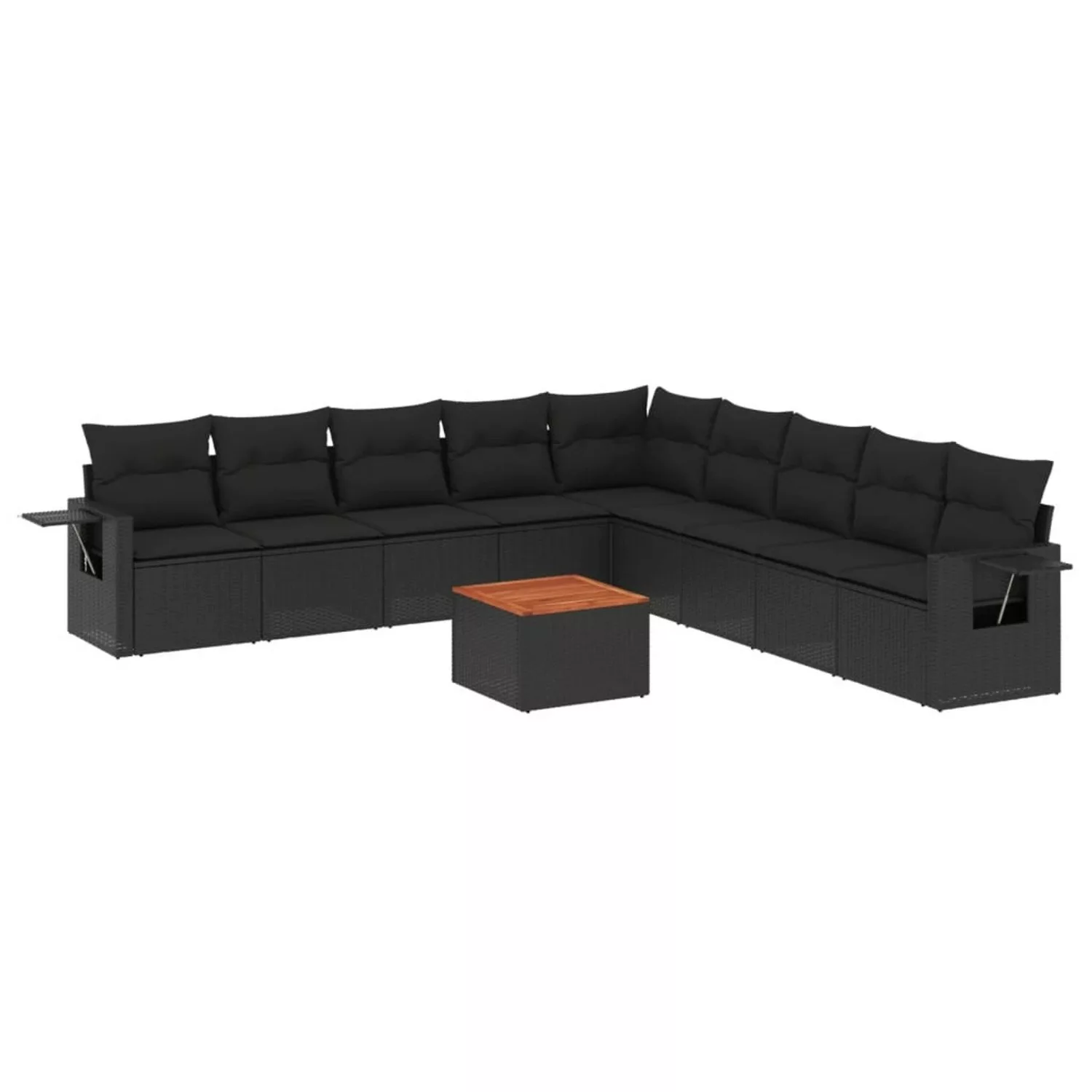 vidaXL 10-tlg Garten-Sofagarnitur mit Kissen Schwarz Poly Rattan Modell 124 günstig online kaufen