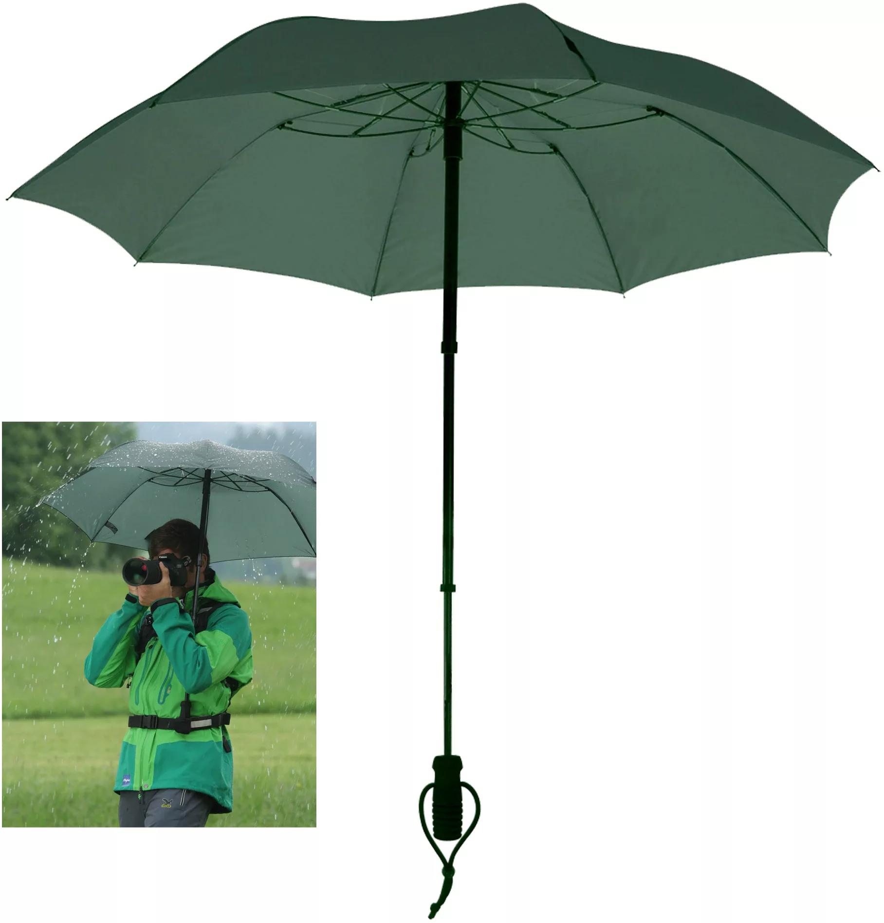 EuroSCHIRM Taschenregenschirm "teleScope handsfree, olivgrün" günstig online kaufen