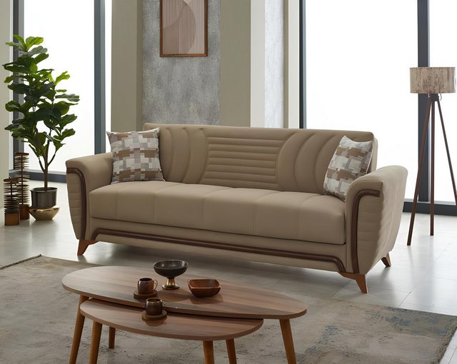 JVmoebel Sofa Dreisitzer Couch 3 Sitzer Sofa Stoffsofa Polstersofa Beige Co günstig online kaufen