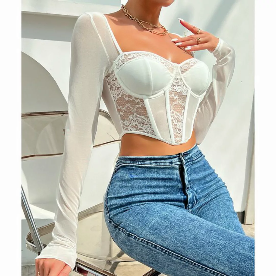 Quality Elegance Crop-Top Boho Lace Bustier Corset Crop Top, Sexy Dessous günstig online kaufen