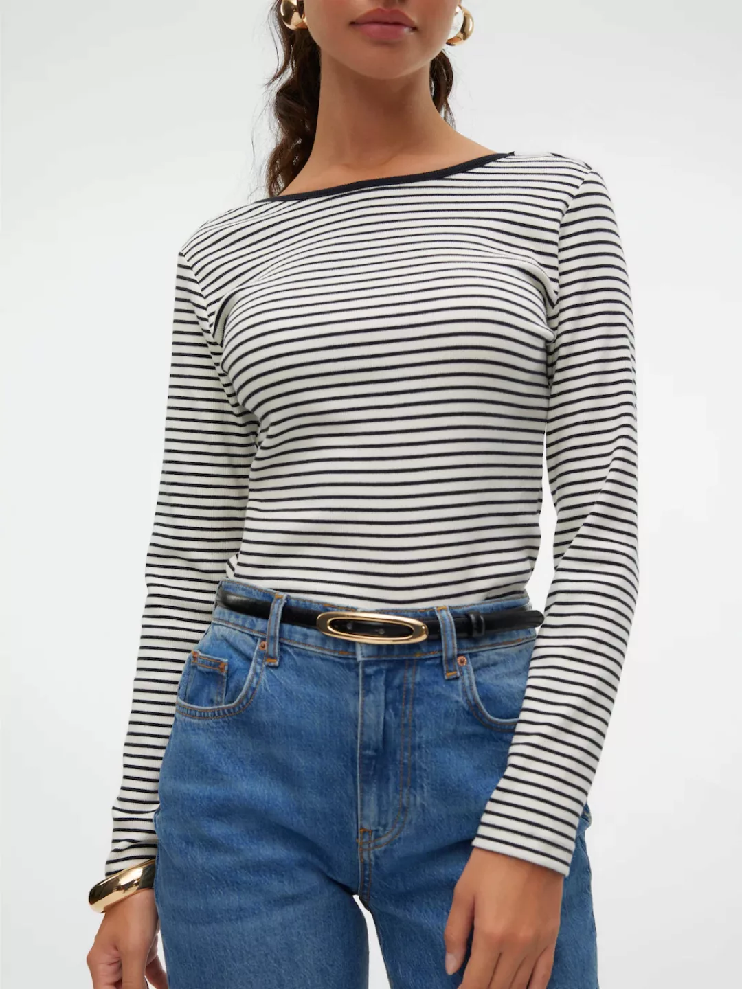 Vero Moda Langarmshirt VMCHLOE STRIPE LS 2WAY SHORT TOP GO NOOS günstig online kaufen