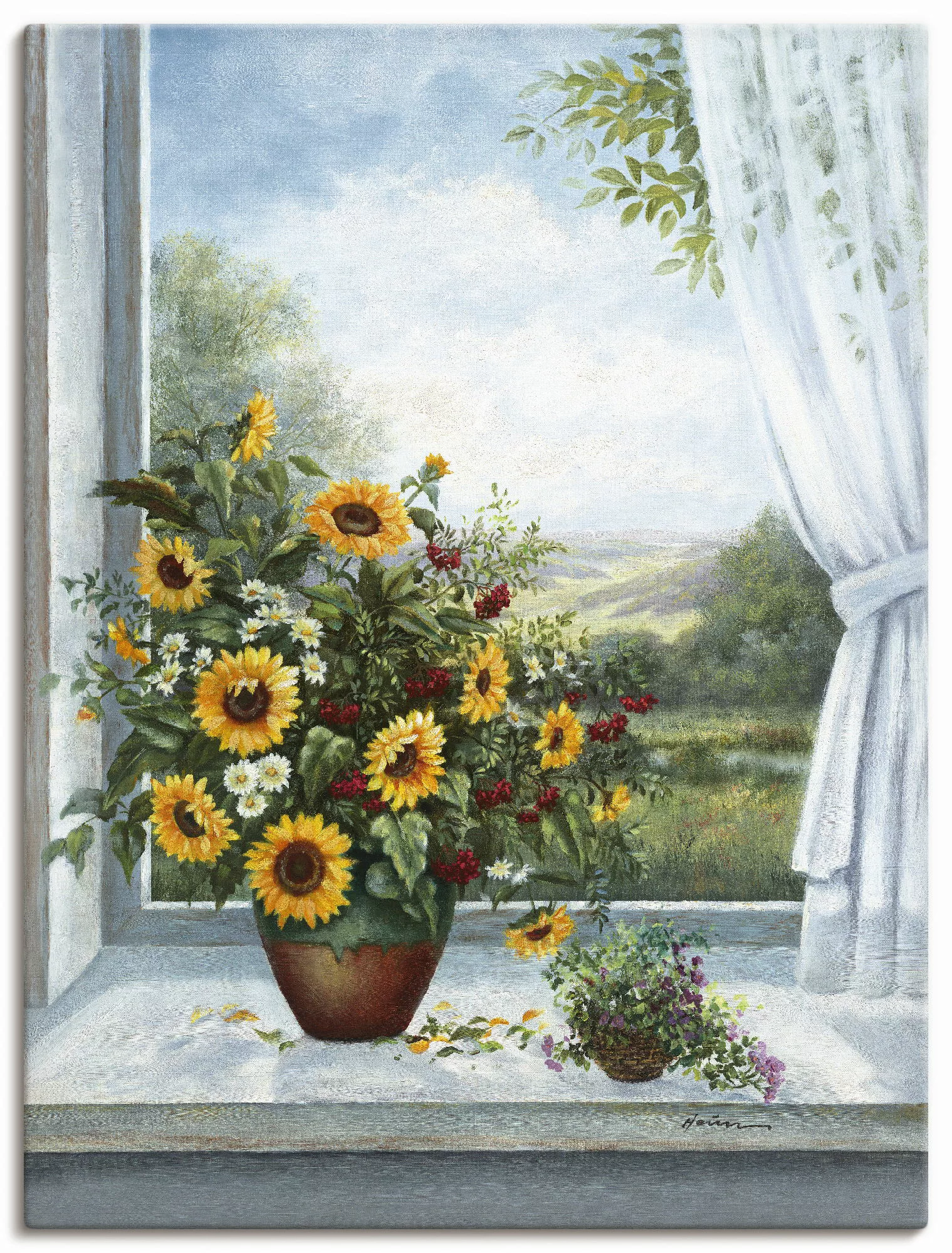 Artland Wandbild »Sonnenblumen am Fenster«, Arrangements, (1 St.), als Lein günstig online kaufen