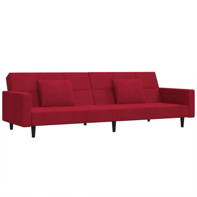 vidaXL Schlafsofa, Sofa 2-Sitzer mit 2 Kissen Weinrot Samt günstig online kaufen