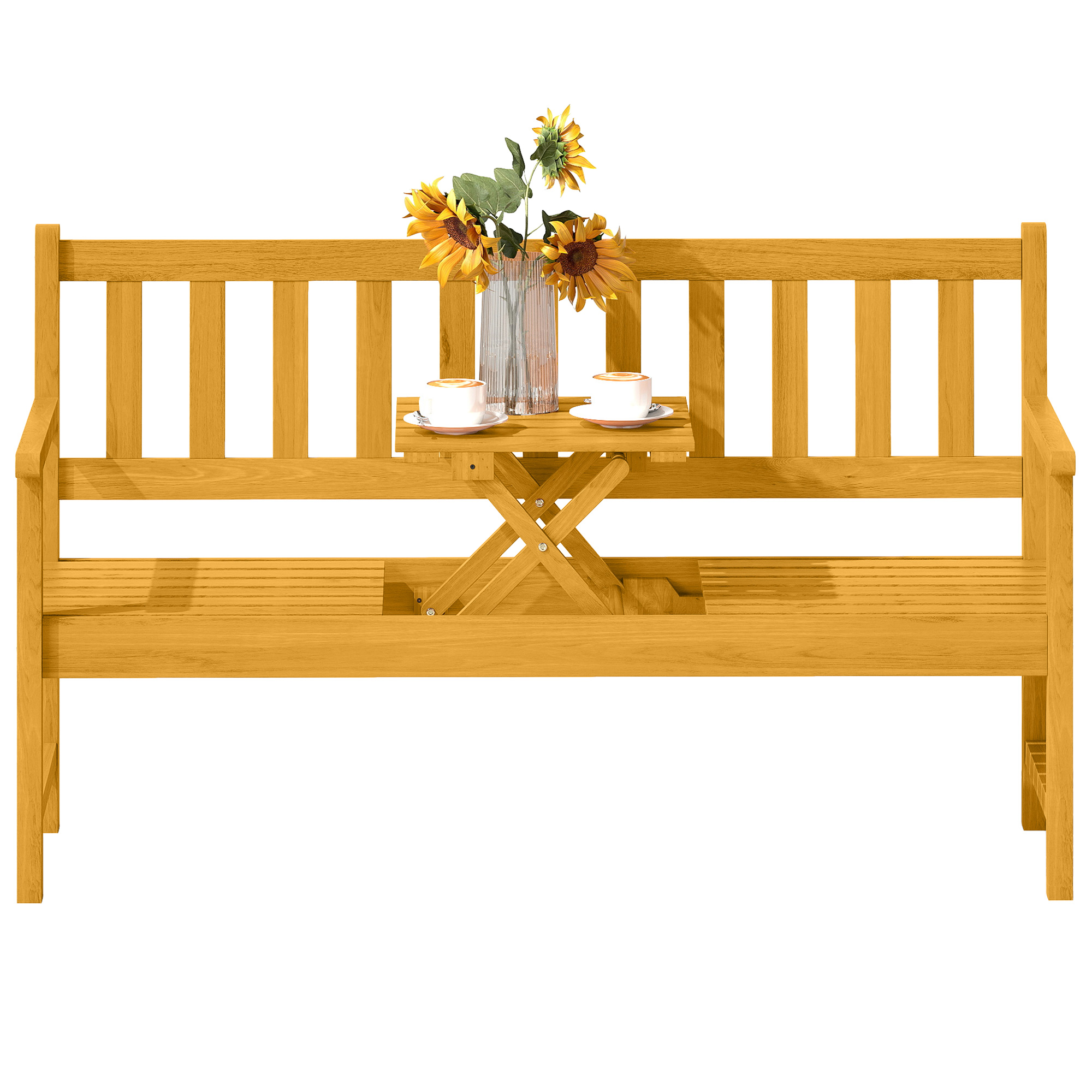 Outsunny 2-Sitzer Gartenbank Holz, wetterfest Sitzbank, Gartenmöbel mit Rüc günstig online kaufen
