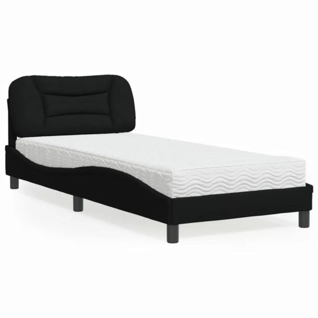 vidaXL Bett Bett mit Matratze Schwarz 90x200 cm Stoff günstig online kaufen