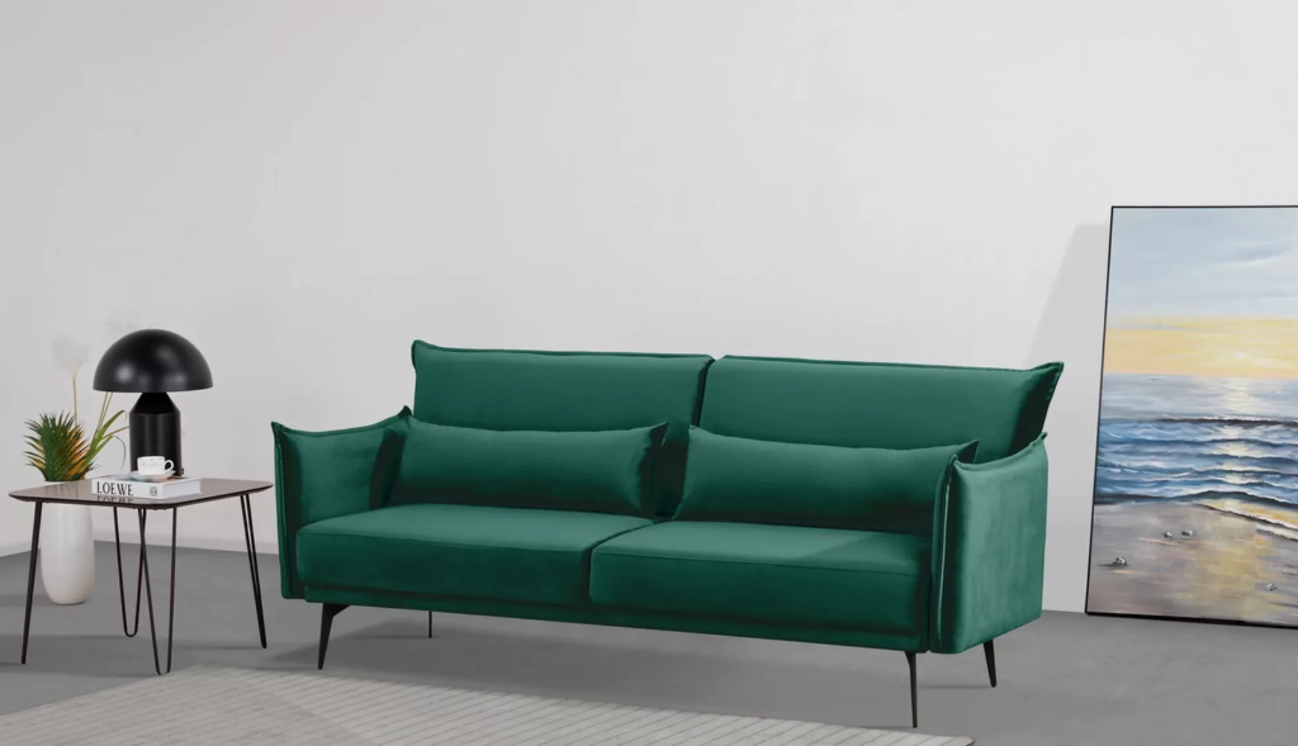 INOSIGN Schlafsofa "TULARE, 204 cm, klappbarer 3-Sitzer mit verstellbarer R günstig online kaufen