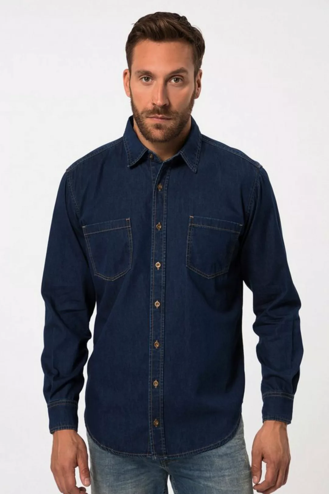 JP1880 Businesshemd Jeanshemd Langarm Kentkragen Modern Fit bis 8 XL günstig online kaufen