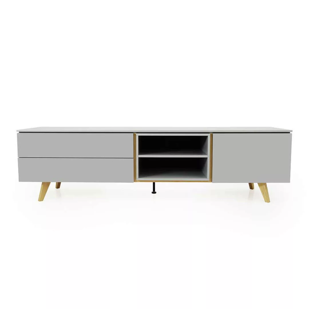 TV Sideboard in Grau und Eiche 210 cm breit günstig online kaufen