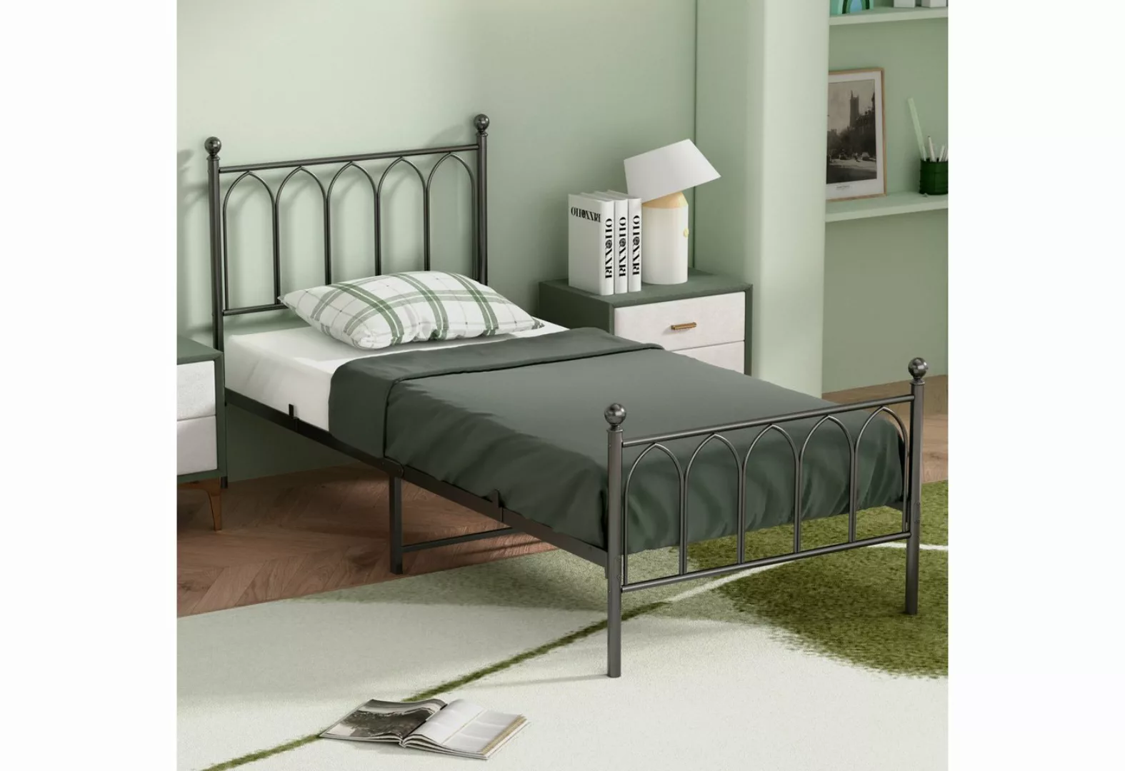 HAUSS SPLOE Metallbett 90 x 190cm mit Lattenrost für Schlafzimmer ohne Mart günstig online kaufen