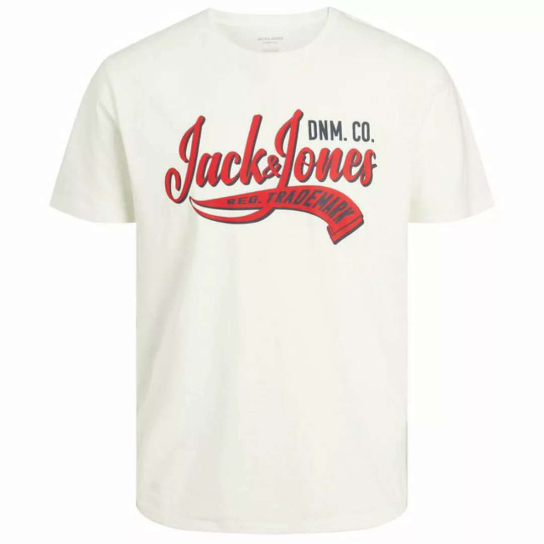 Jack & Jones Rundhalsshirt Jack&Jones Übergröße T-Shirt offwhite Print JJEL günstig online kaufen