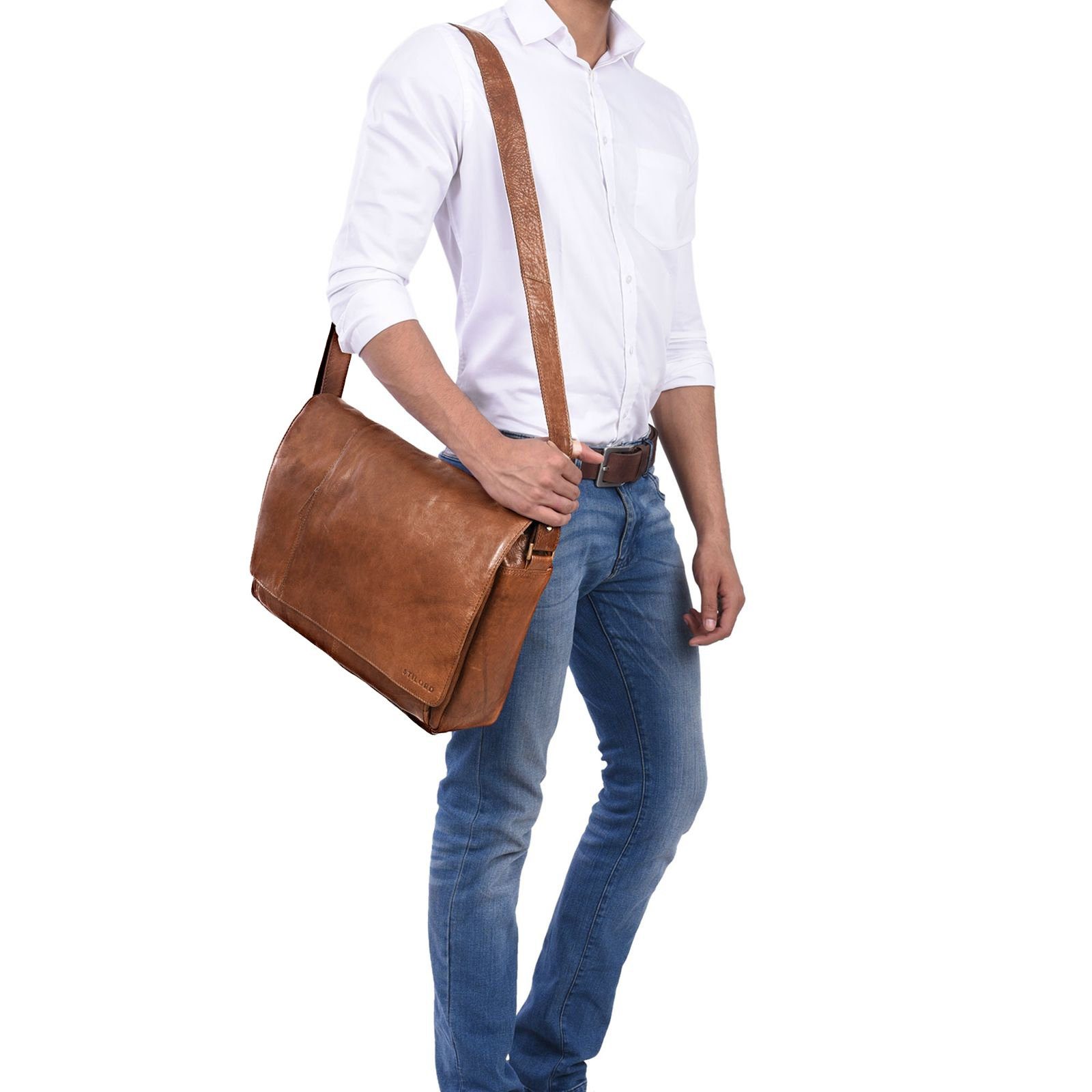 STILORD Laptoptasche "Elias" Echtleder Herren Umhängetasche günstig online kaufen