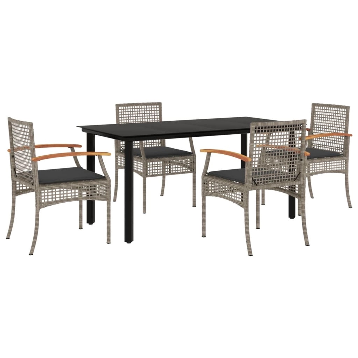 vidaXL 5-Tlg Garten-Essgruppe mit Kissen Grau Poly Rattan 3213620 günstig online kaufen