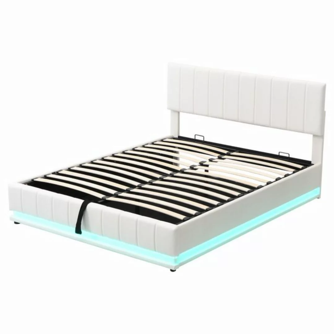 OKWISH Polsterbett Doppelbett (160 x 200 cm mit LED, Metalllattenrost & Bet günstig online kaufen