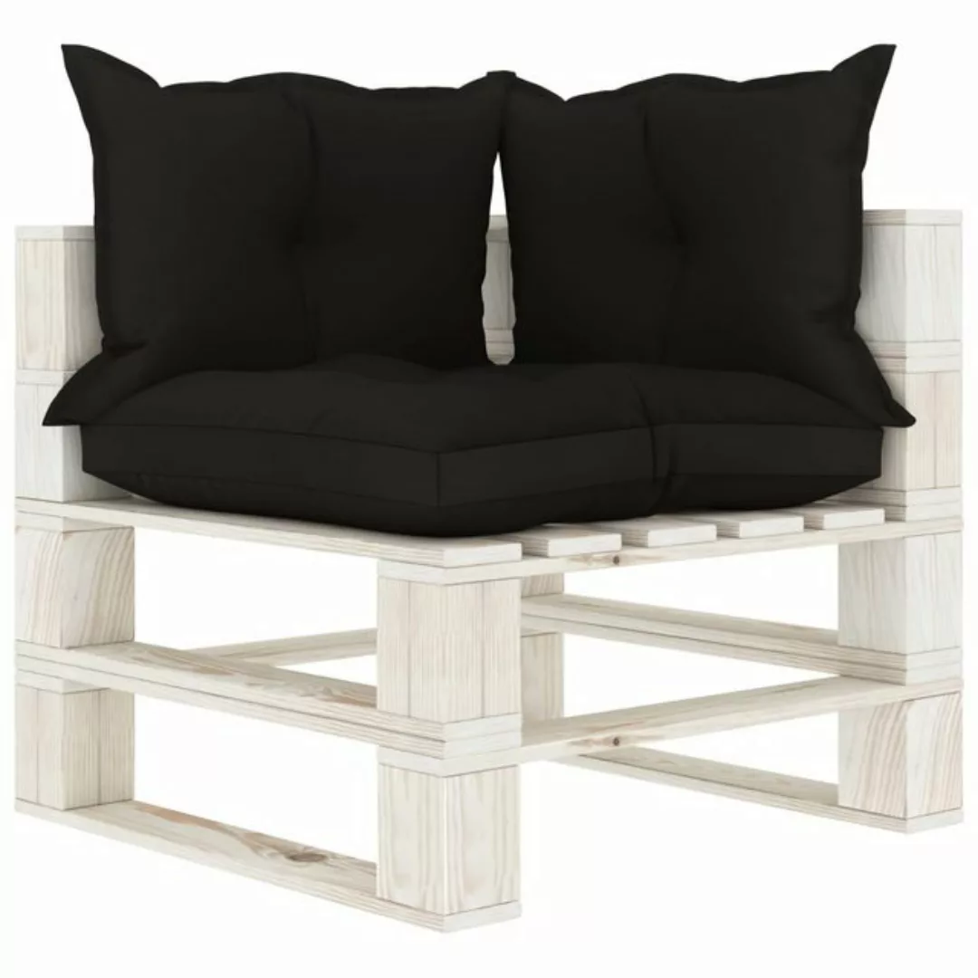 Garten-paletten-ecksofa Mit Schwarzem Kissen Holz günstig online kaufen