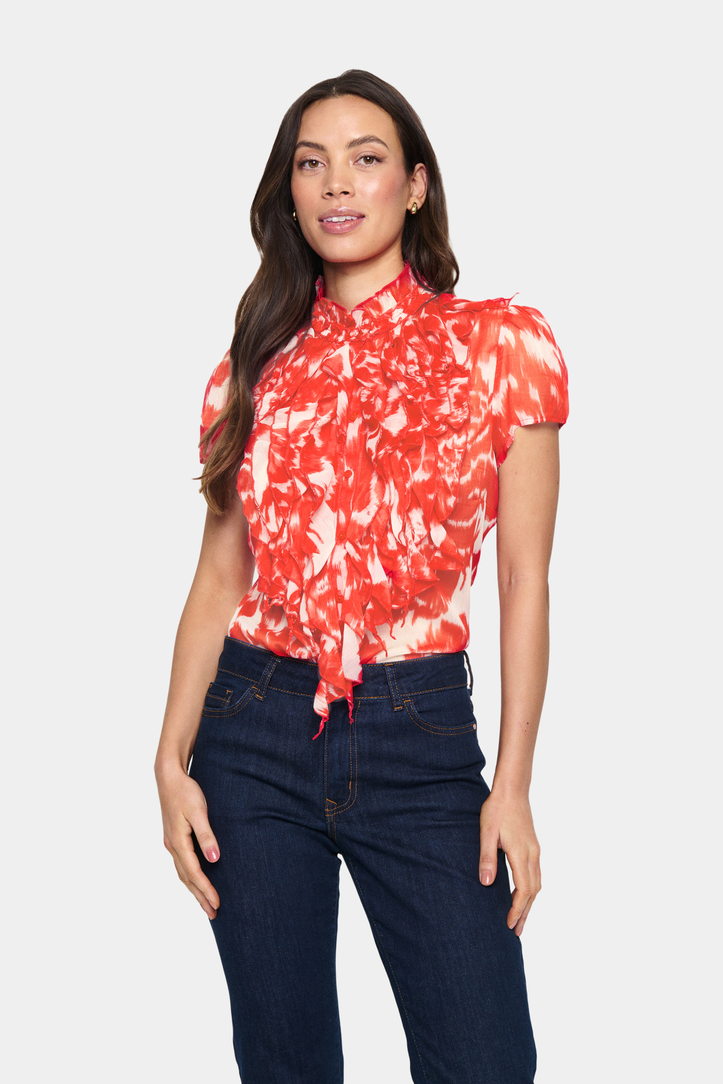 Saint Tropez Rüschenbluse "LiljaSZ Crinkle SS Shirt" günstig online kaufen