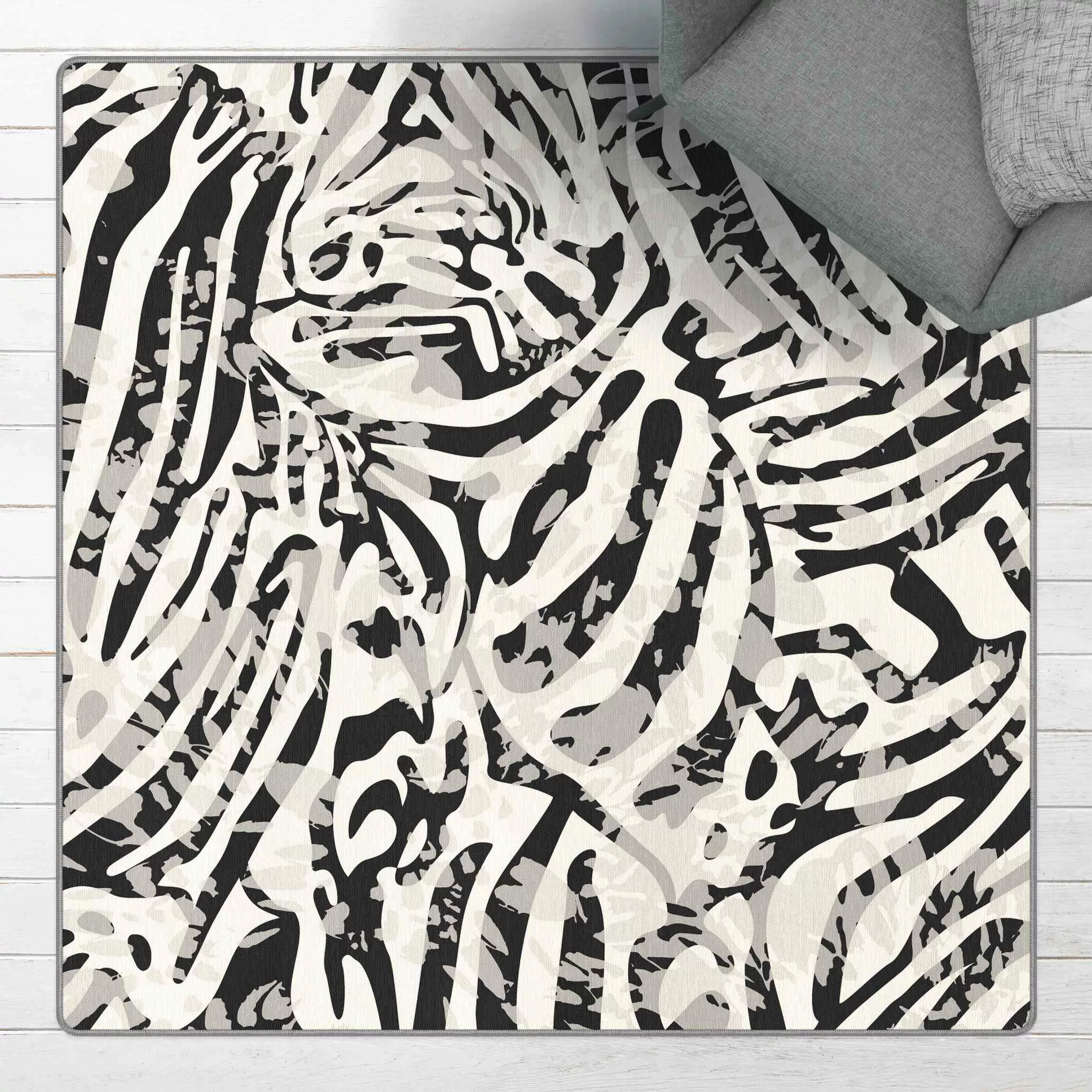 Teppich Zebramuster in Grautönen günstig online kaufen