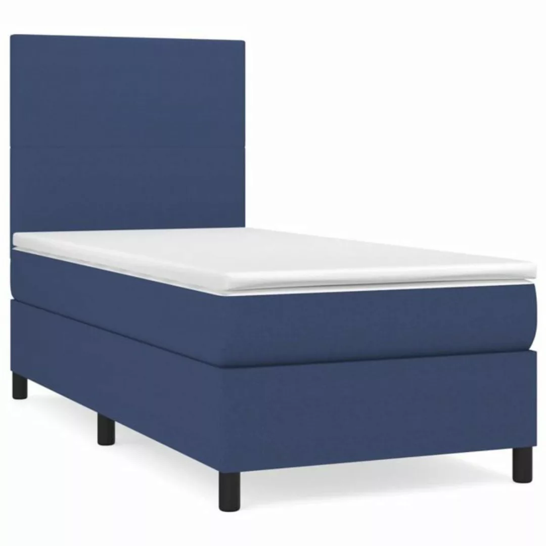 vidaXL Boxspringbett Boxspringbett mit Matratze Blau 90x190 cm Stoff Bett B günstig online kaufen