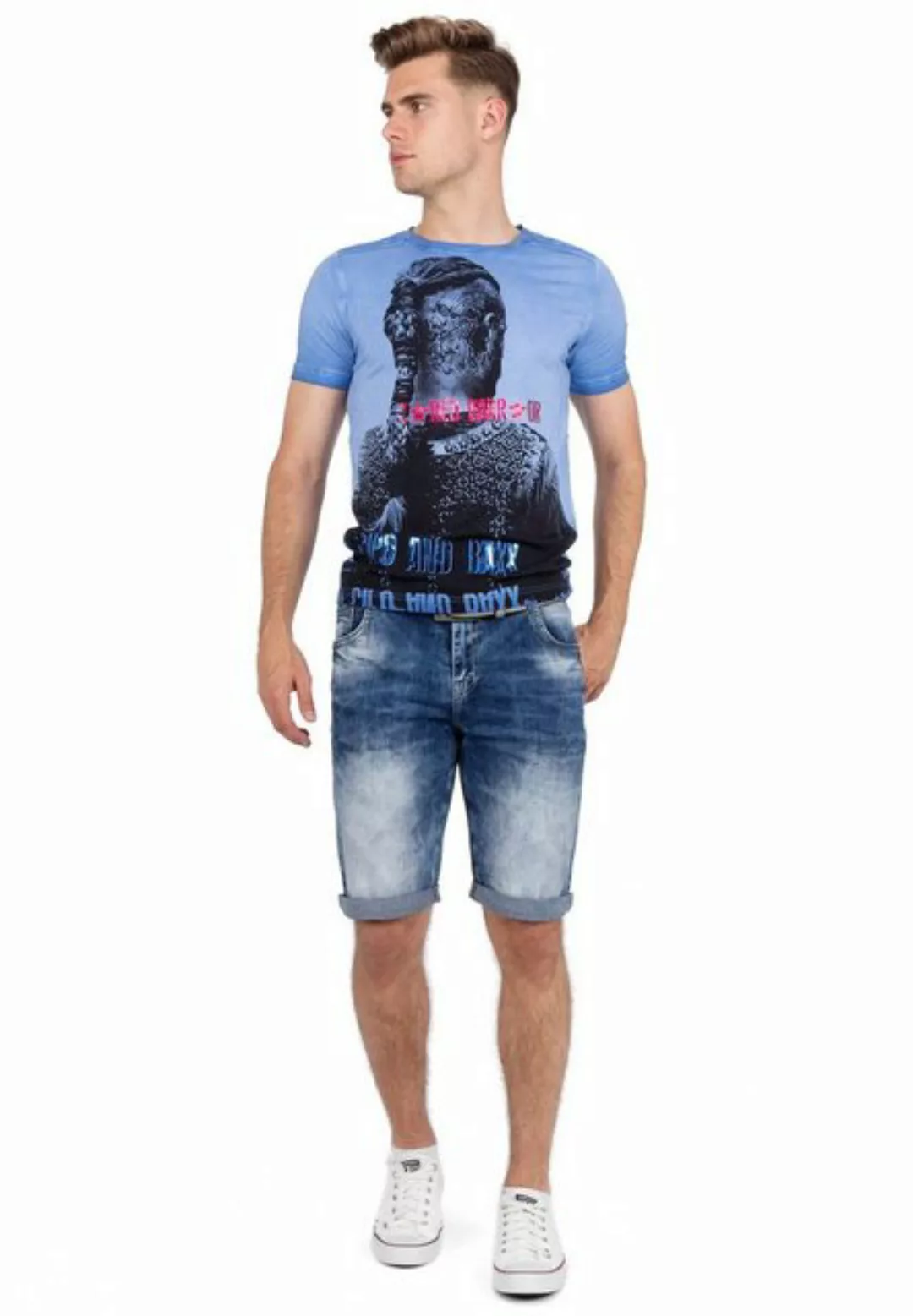 Cipo & Baxx Jeansshorts Herren Kurze Hose 21CB17-BANS mit gekrempelten Saum günstig online kaufen