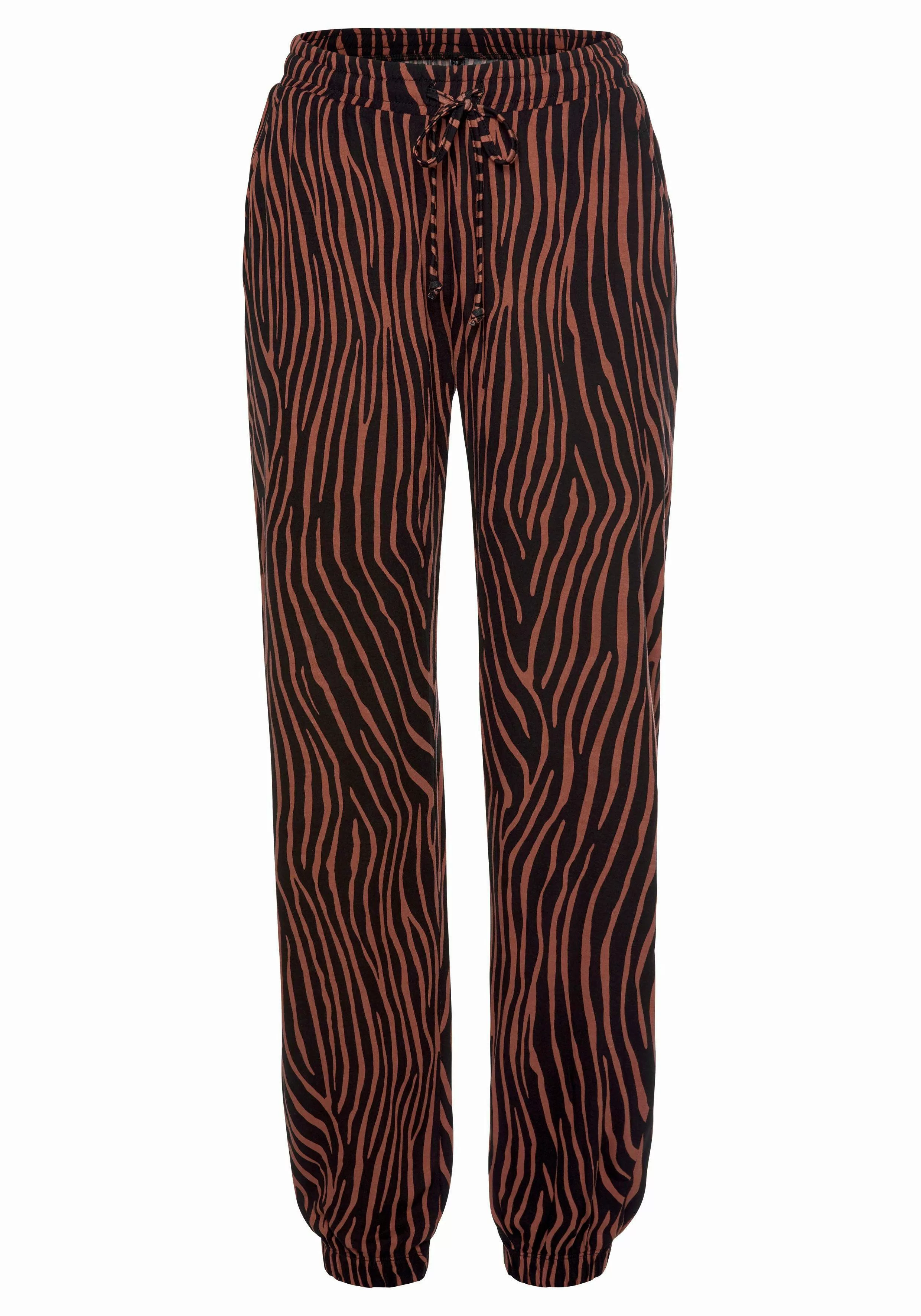 LASCANA Strandhose mit Zebradruck und Taschen, Jerseyhose, Relaxhose günstig online kaufen
