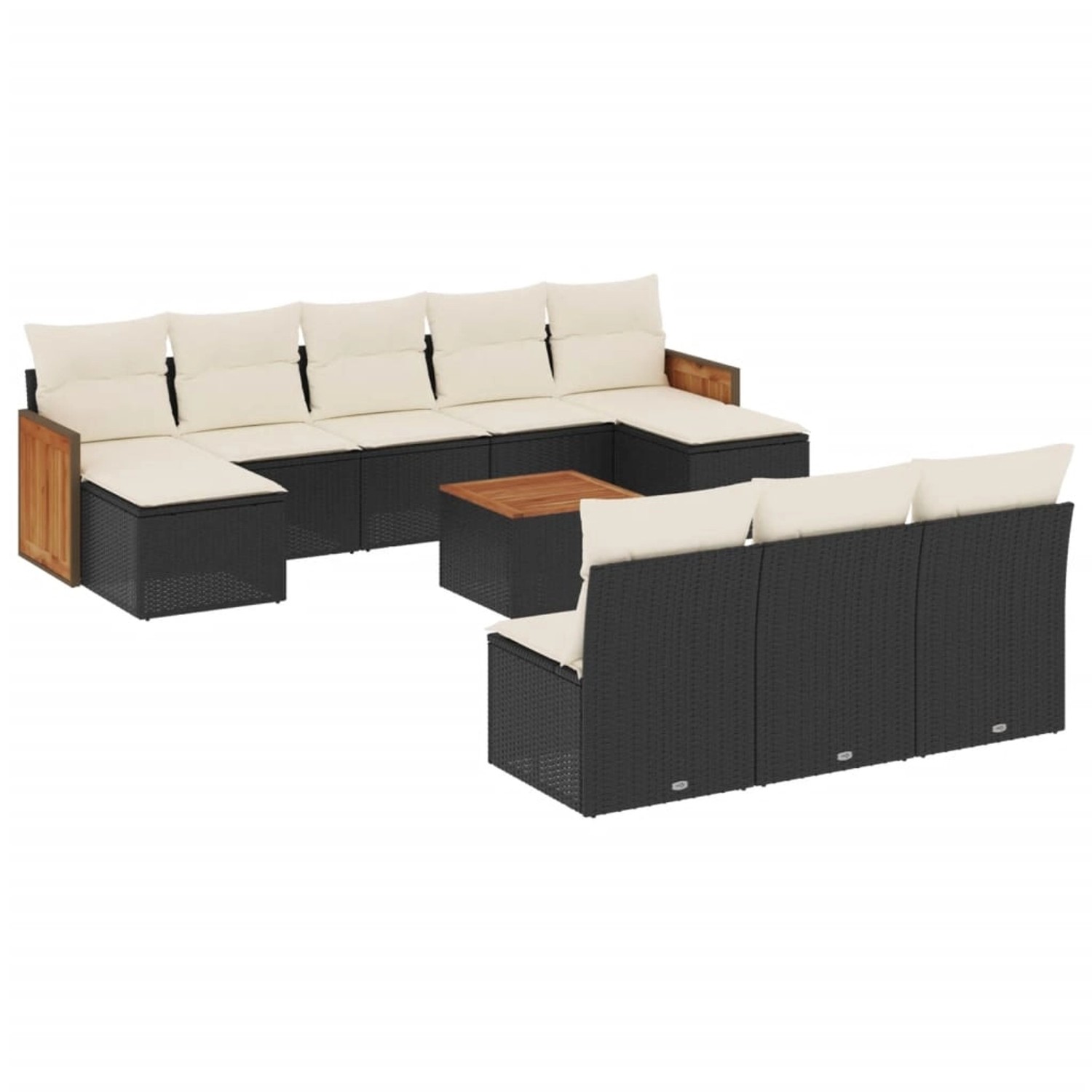 vidaXL 11-Tlg Garten-Sofagarnitur mit Kissen Schwarz Poly Rattan 3228072 günstig online kaufen