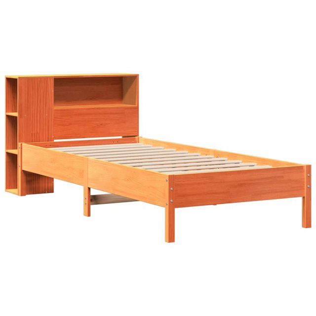 vidaXL Bett Massivholzbett mit Regal ohne Matratze Wachsbraun 90x200 cm günstig online kaufen