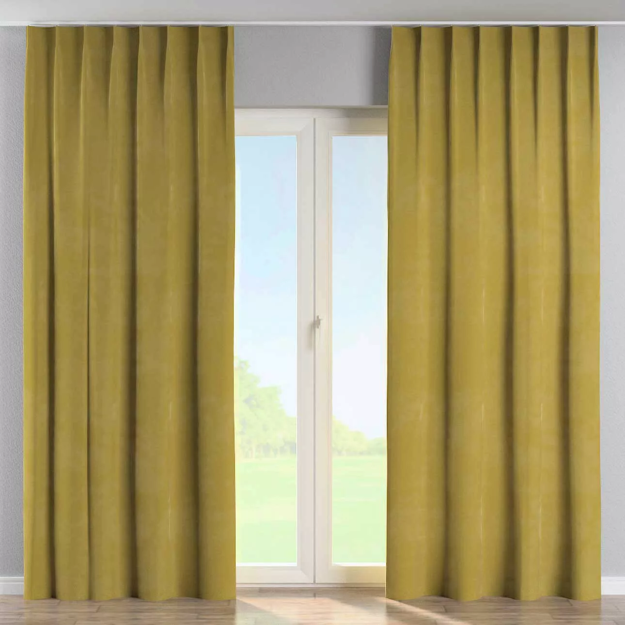Vorhang mit flämischen 1-er Falten, olivegrün, Velvet (704-27) günstig online kaufen