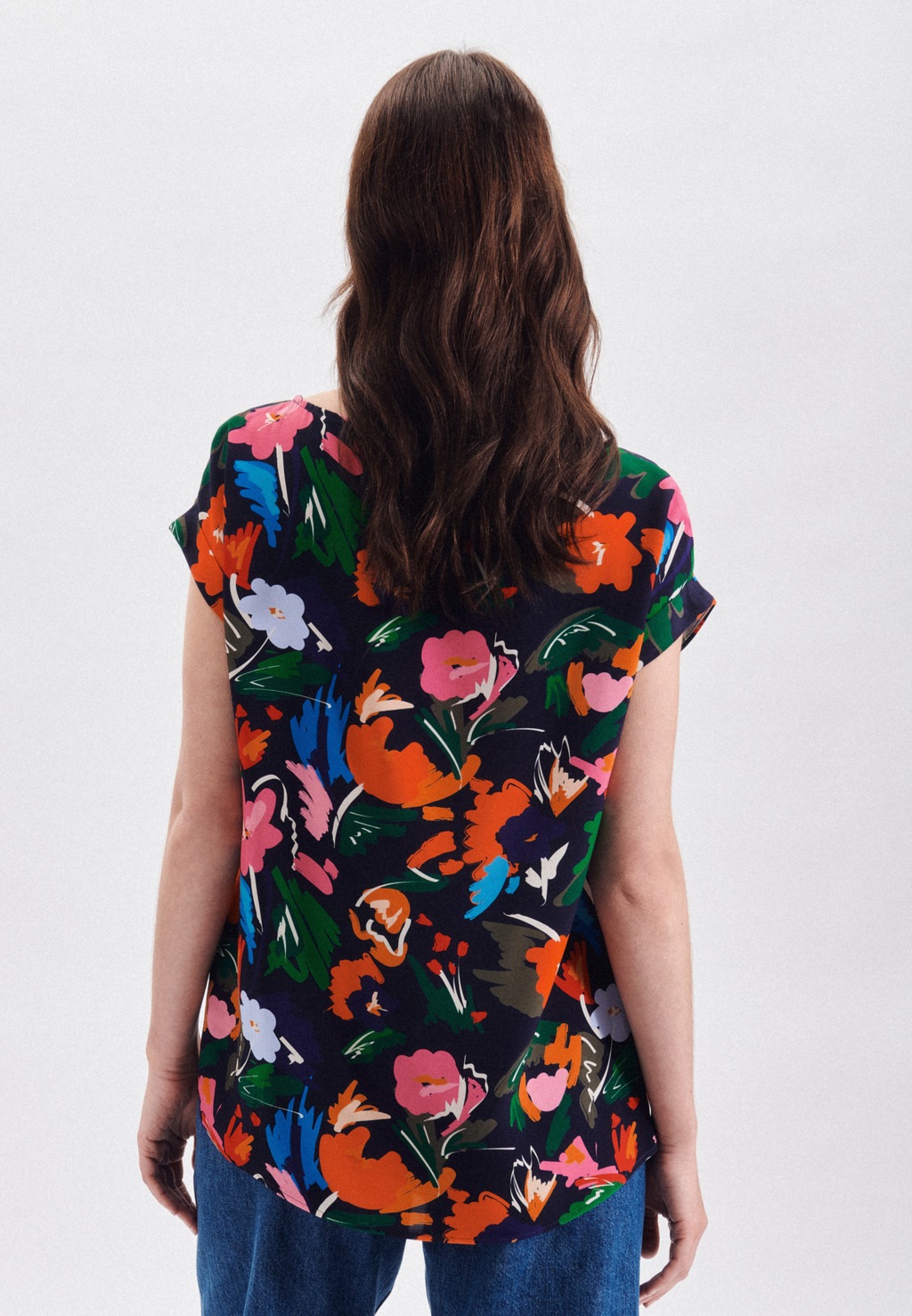seidensticker Shirtbluse "Schwarze Rose", Kurzarm Rundhals Floral günstig online kaufen