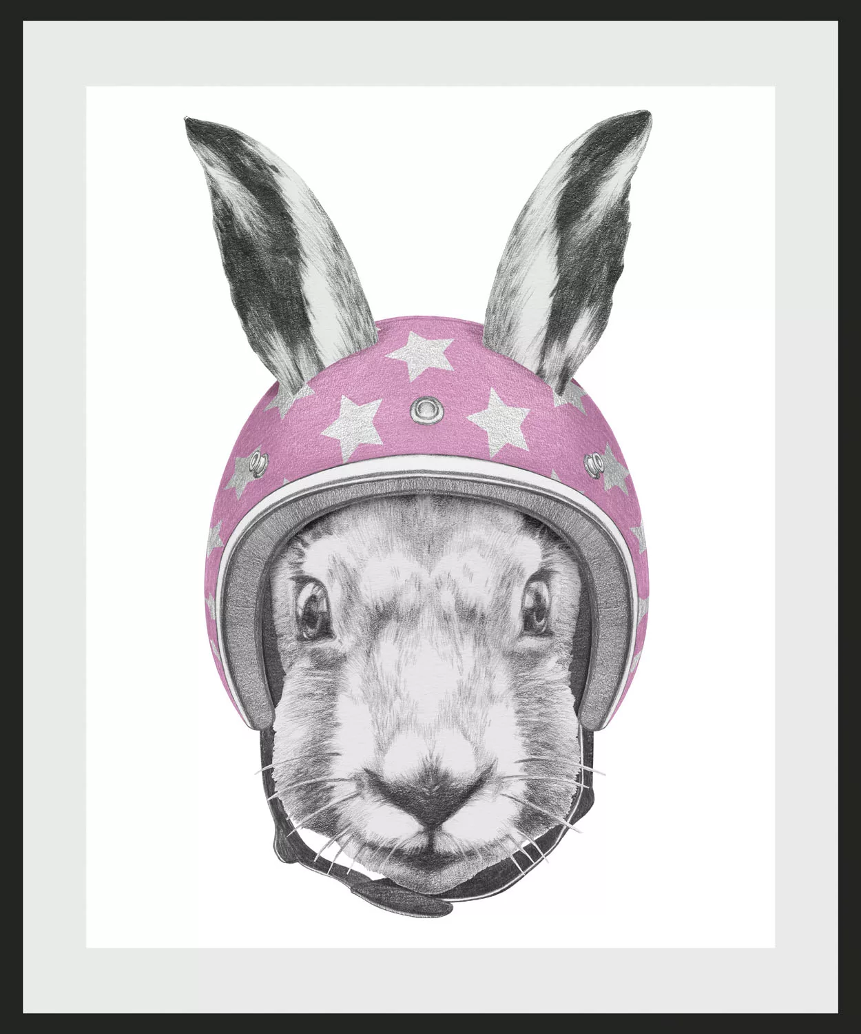 queence Bild »Lykke«, Hase-Hasen-Schwarz-Weiß-Kunst-Haustiere-Stern-Sterne, günstig online kaufen