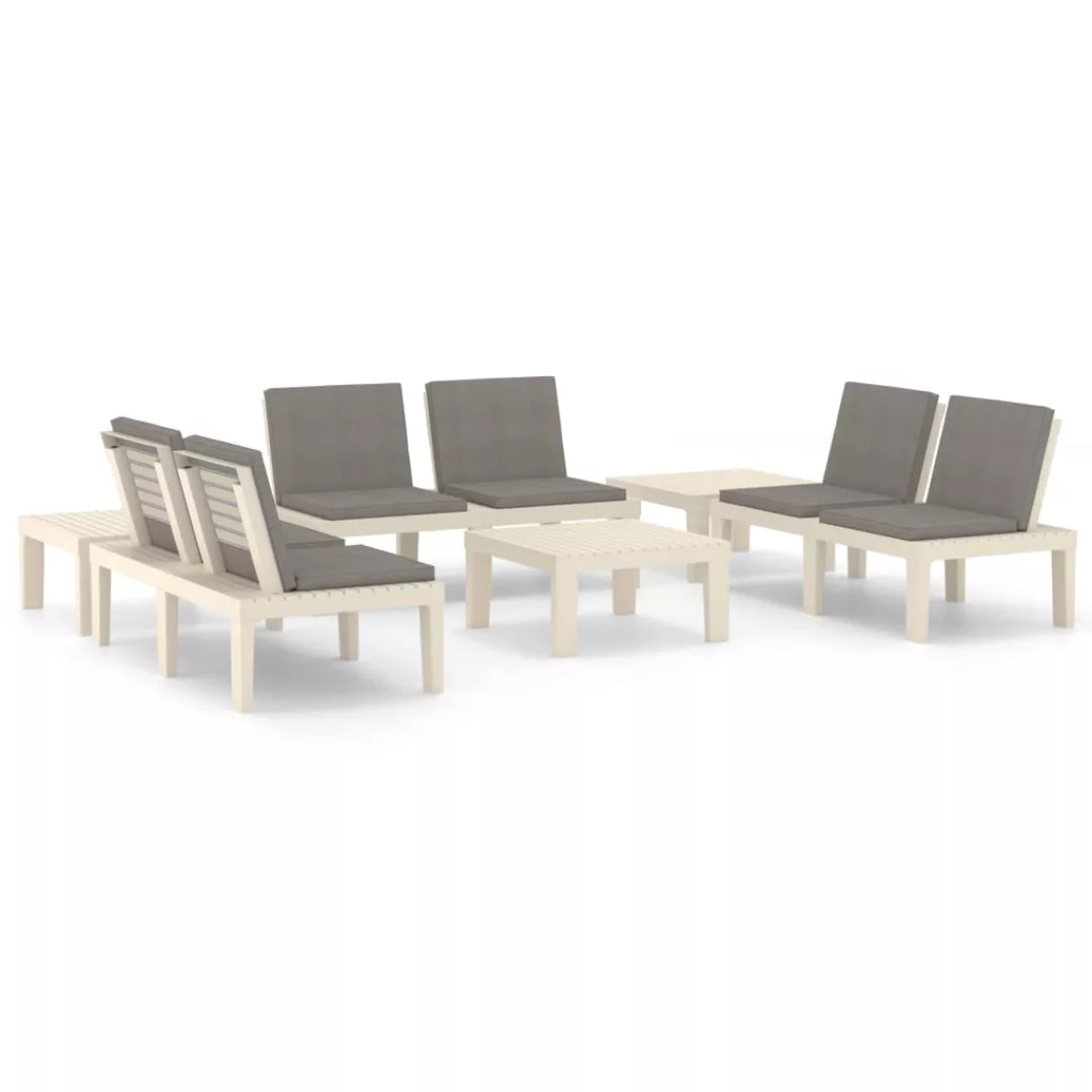 6-tlg. Garten-lounge-set Mit Auflagen Kunststoff Weiß günstig online kaufen