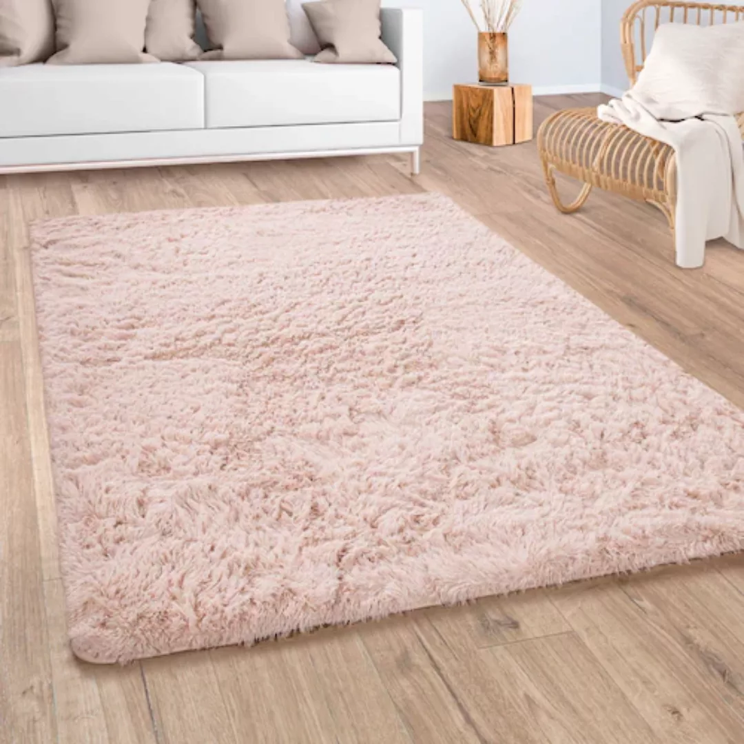 Paco Home Hochflor-Teppich »Silky 591«, rechteckig, Uni-Farben, besonders w günstig online kaufen