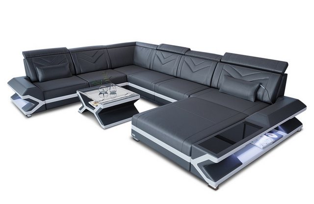 Sofa Dreams Wohnlandschaft Couch Leder Sofa Napoli XXL U Form Ledersofa, mi günstig online kaufen
