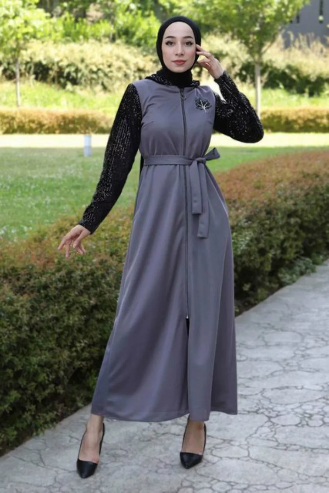 MODAMİHRAM Maxikleid Pulpy Detaillierte Abaya günstig online kaufen