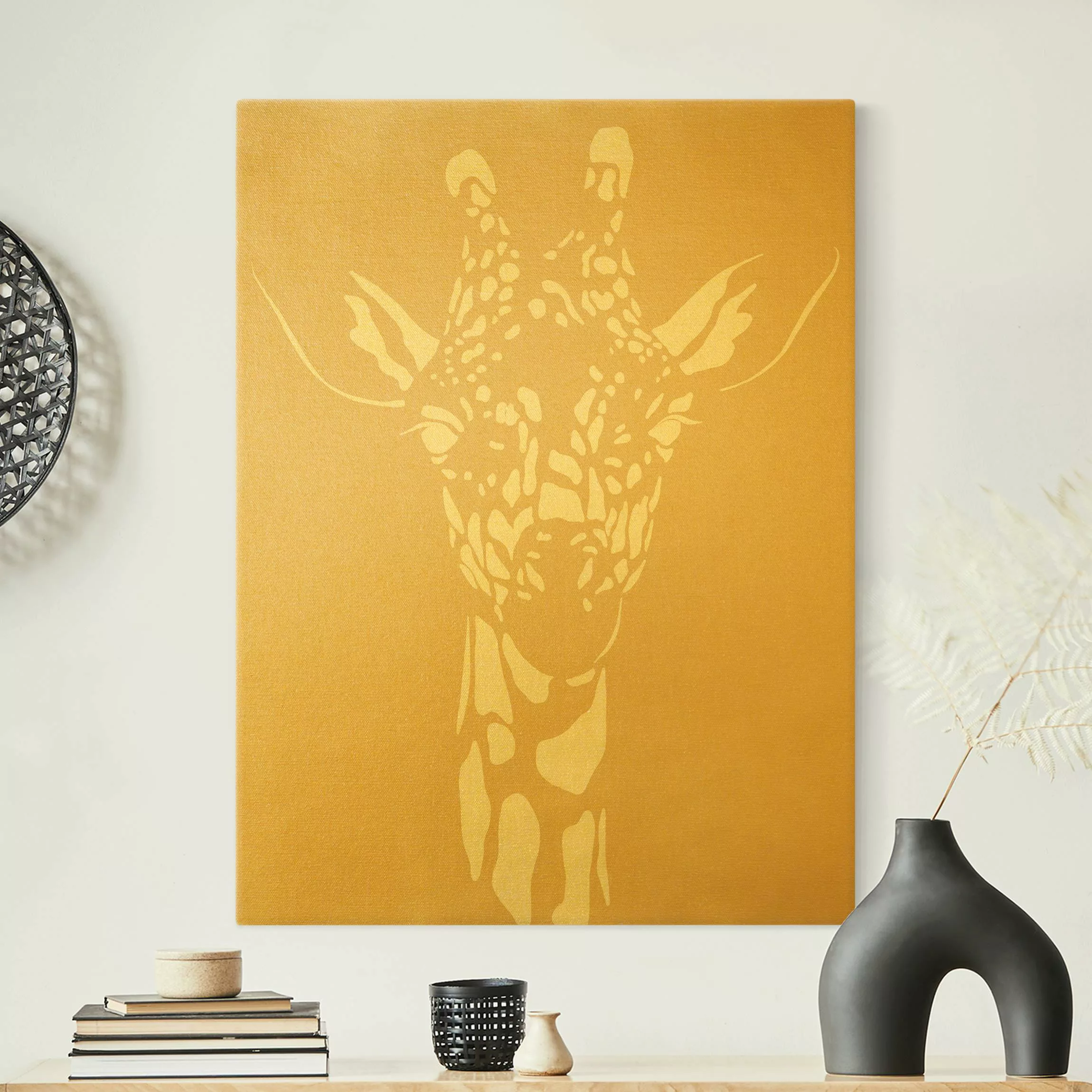 Leinwandbild Gold Safari Tiere - Portrait Giraffe Beige günstig online kaufen