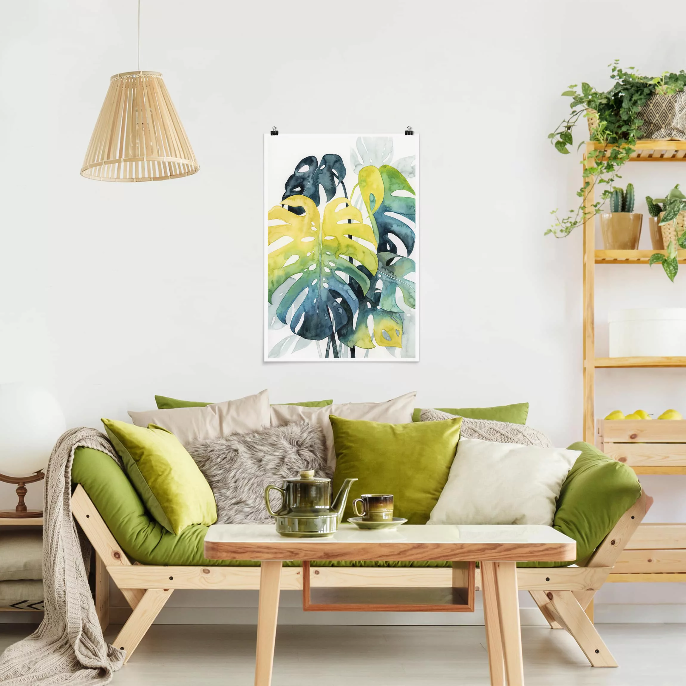 Poster Blumen - Hochformat Tropisches Blattwerk - Monstera günstig online kaufen