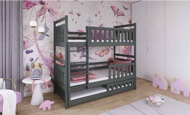 thematys Etagenbett 90x200 cm Hochbett Stockbett für 3 Kinder Bodenbett (in günstig online kaufen