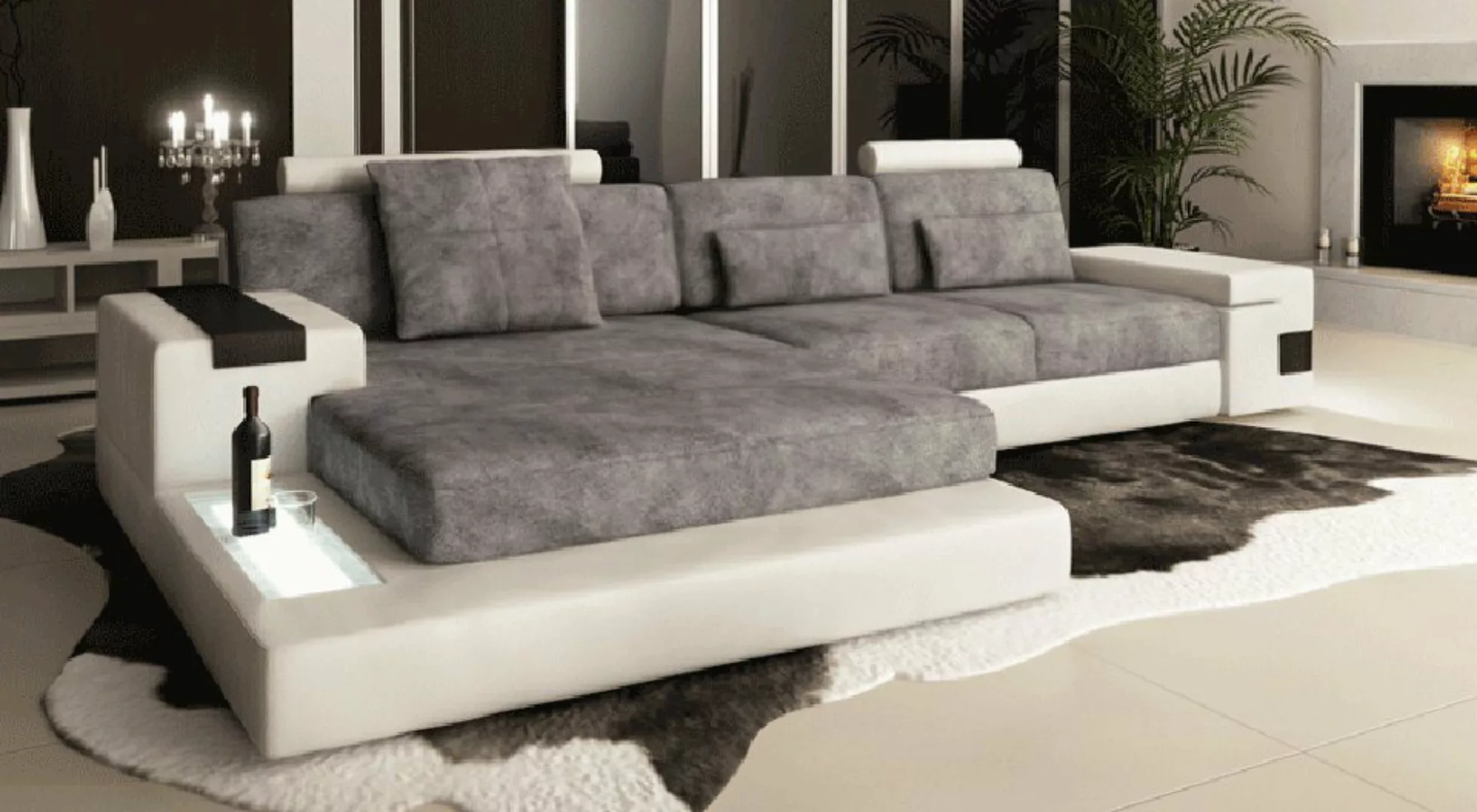 BULLHOFF Ecksofa Wohnlandschaft Ecksofa Leder/Stoff Designsofa L-Form Eckco günstig online kaufen