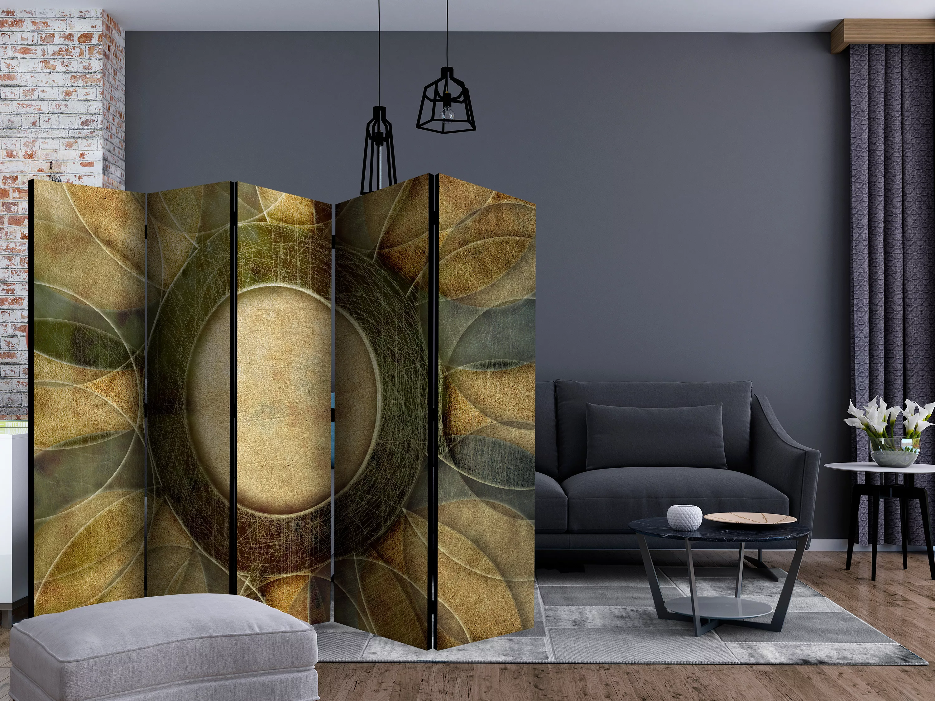 5-teiliges Paravent - Flower - Retro Style Ii [room Dividers] günstig online kaufen