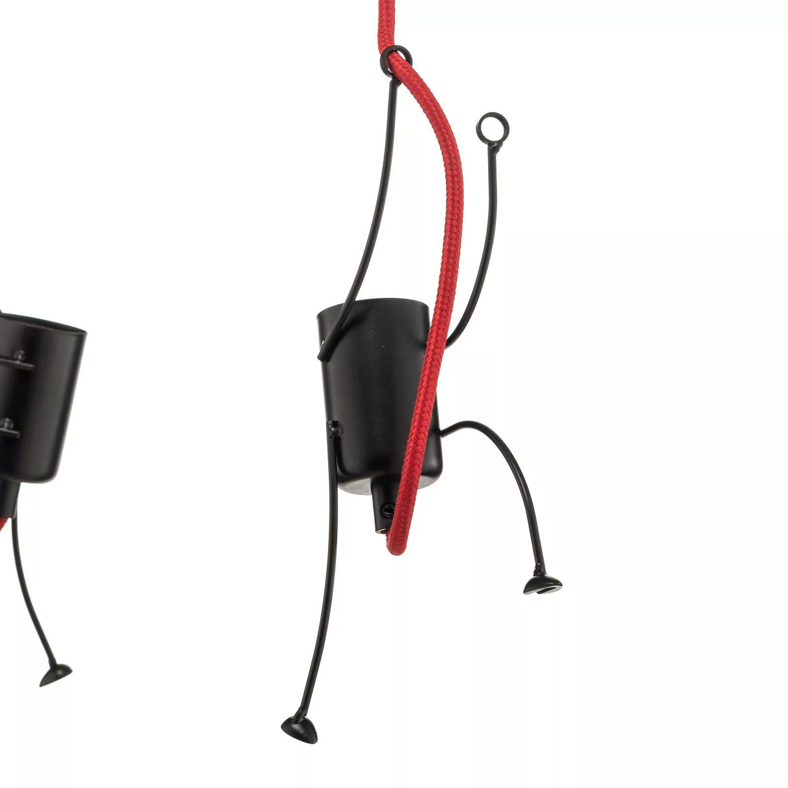 Hängeleuchte Bobi 3 in Schwarz, Kabel rot, 3-fl. günstig online kaufen
