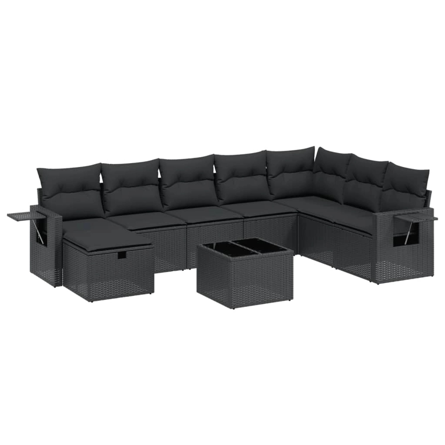 vidaXL 9-tlg Garten-Sofagarnitur mit Kissen Schwarz Poly Rattan Modell 139 günstig online kaufen