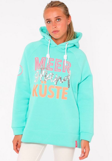 Zwillingsherz Hoodie Meer Strand Küste mit auffälligem Schriftzug-Print günstig online kaufen