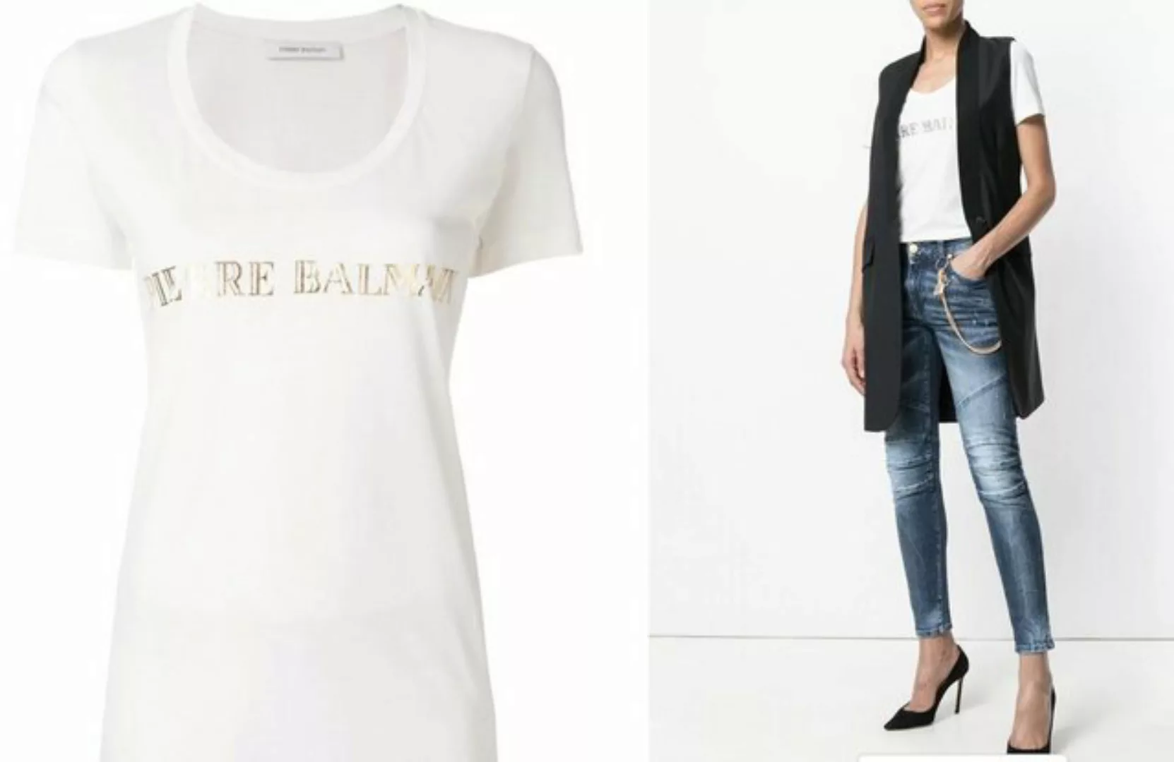 Balmain T-Shirt Pierre Balmain ICONIC OFF-WHITE LOGOSHIRT SHIRT T-SHIRT TOP günstig online kaufen