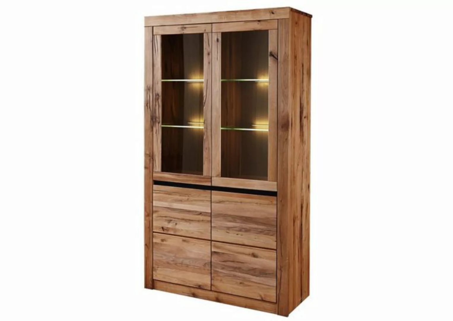 Massivmoebel24 Standvitrine (Vitrine Wild-/Zerreiche 105x42x190 bianco geöl günstig online kaufen