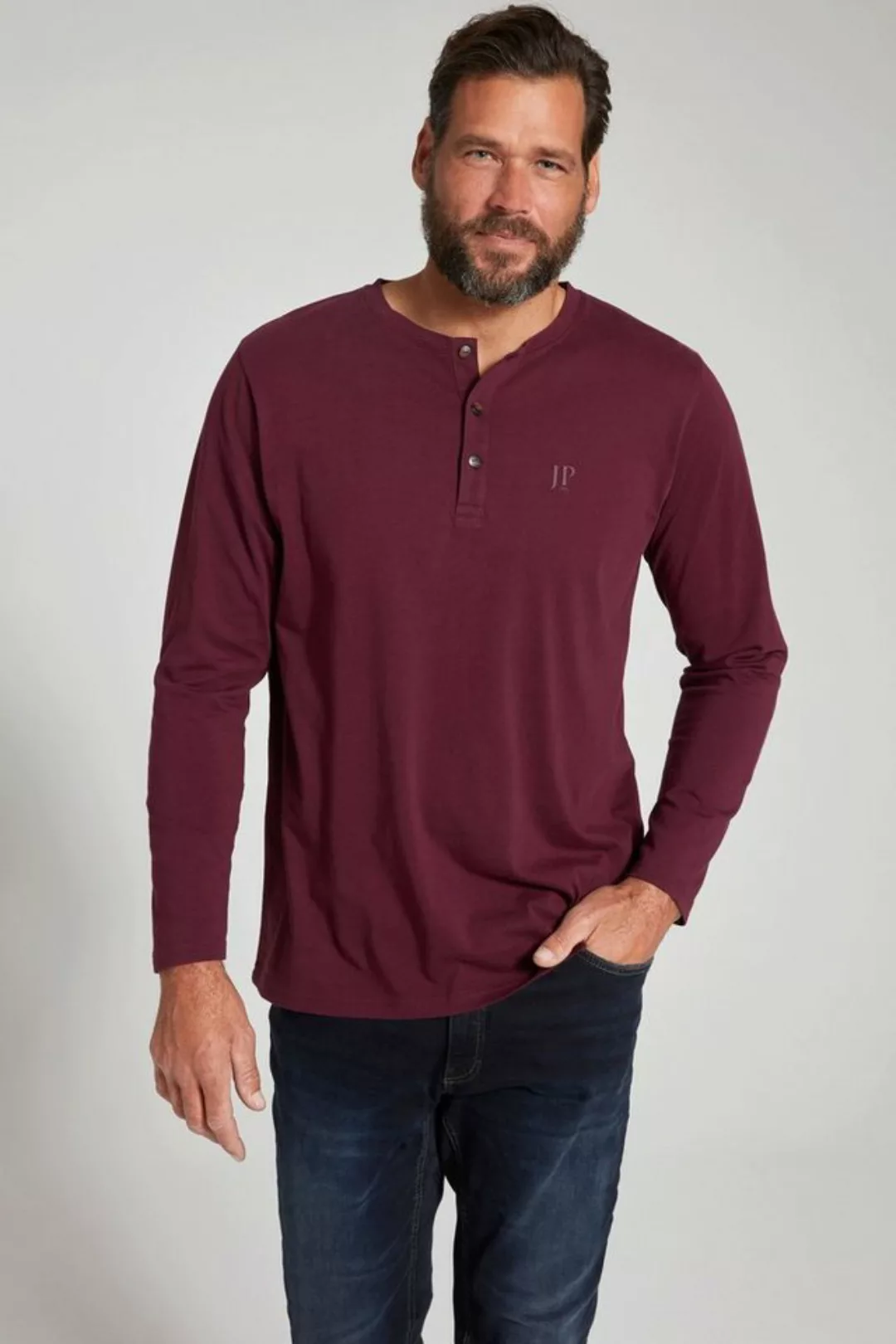 JP1880 T-Shirt JP 1880 Henley Basic Shirt Langarm Knopfleiste günstig online kaufen