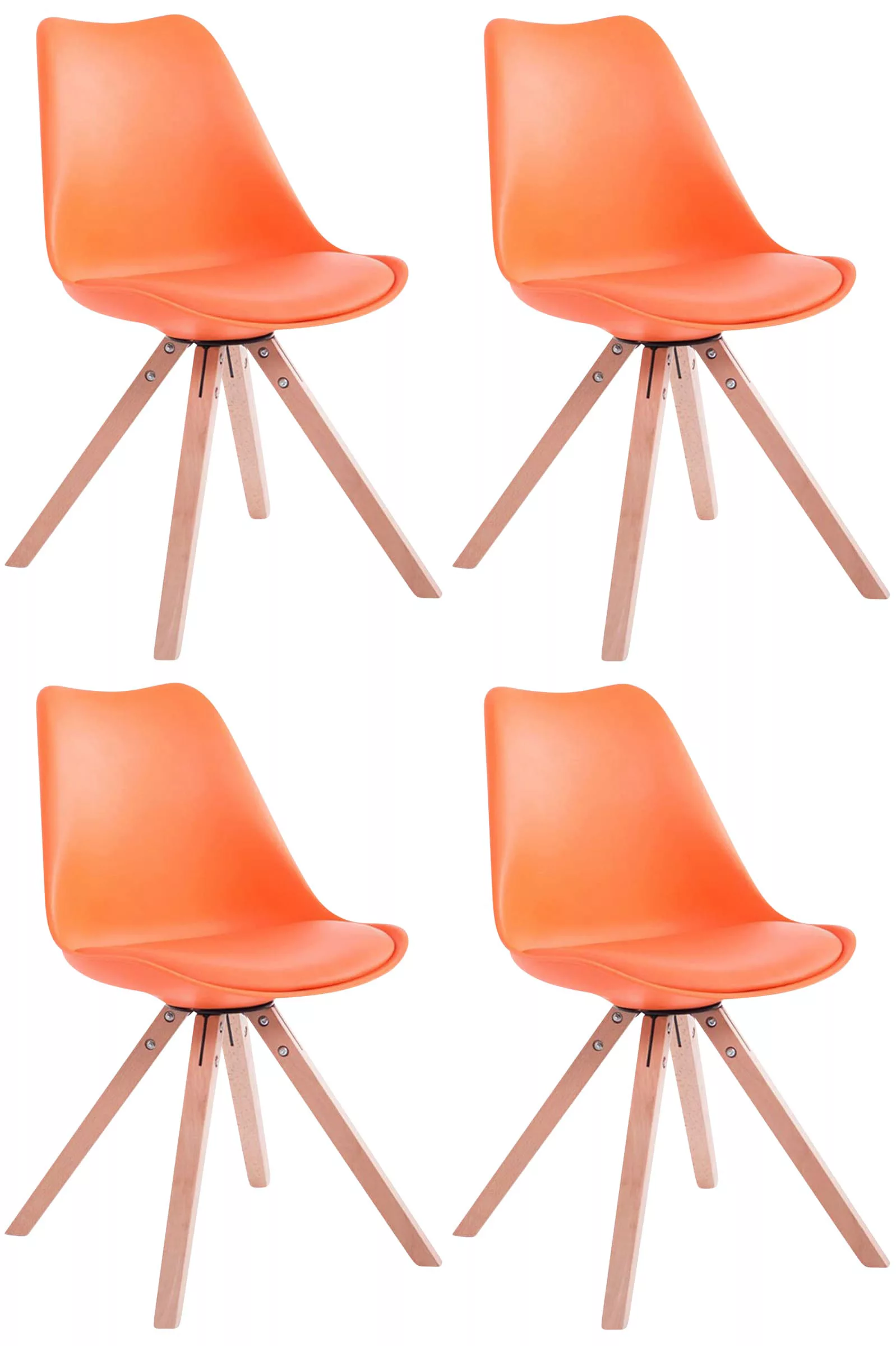 4er Set Stühle Toulouse Kunstleder Natura Square Orange günstig online kaufen