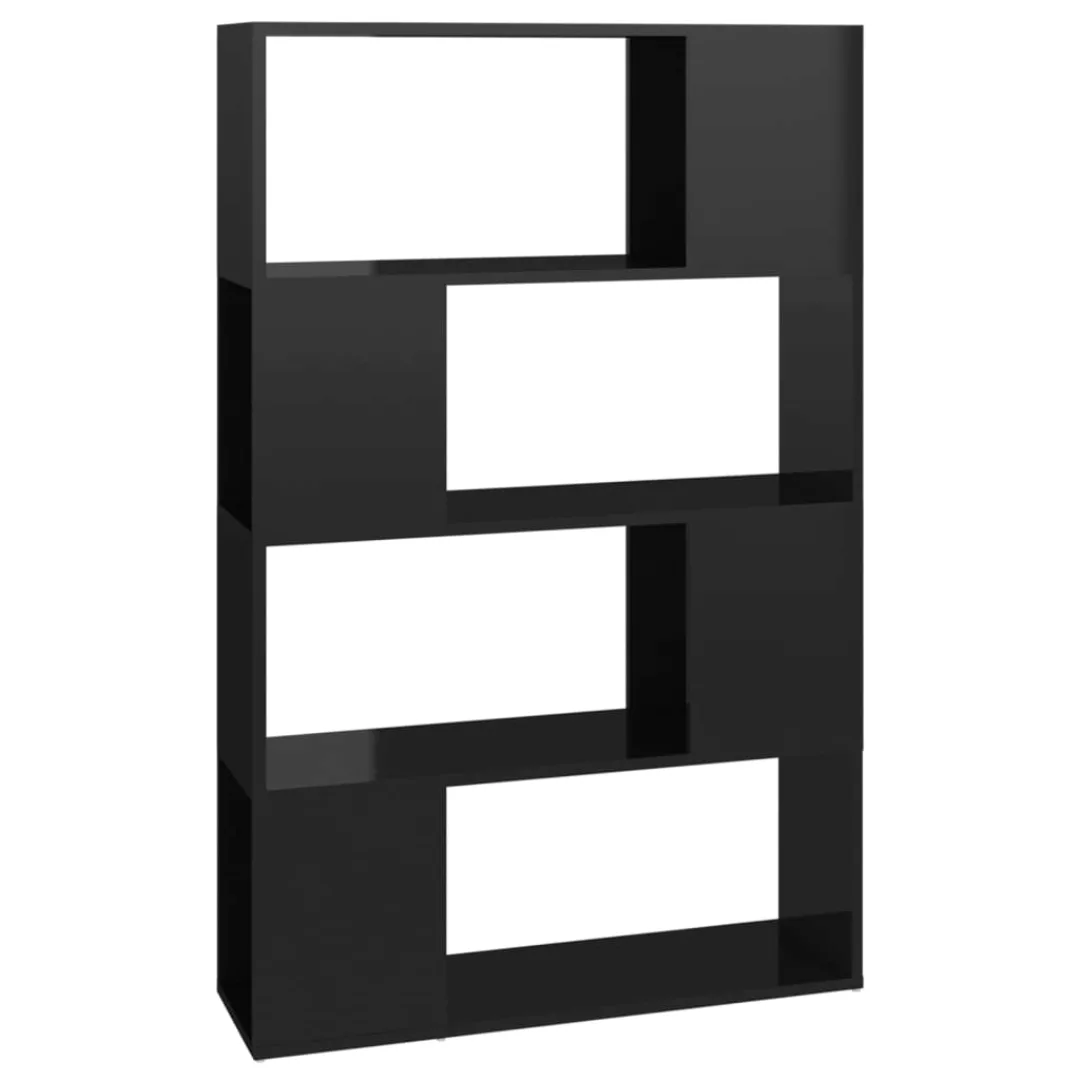 Bücherregal Raumteiler Hochglanz-schwarz 80x24x124,5 Cm günstig online kaufen